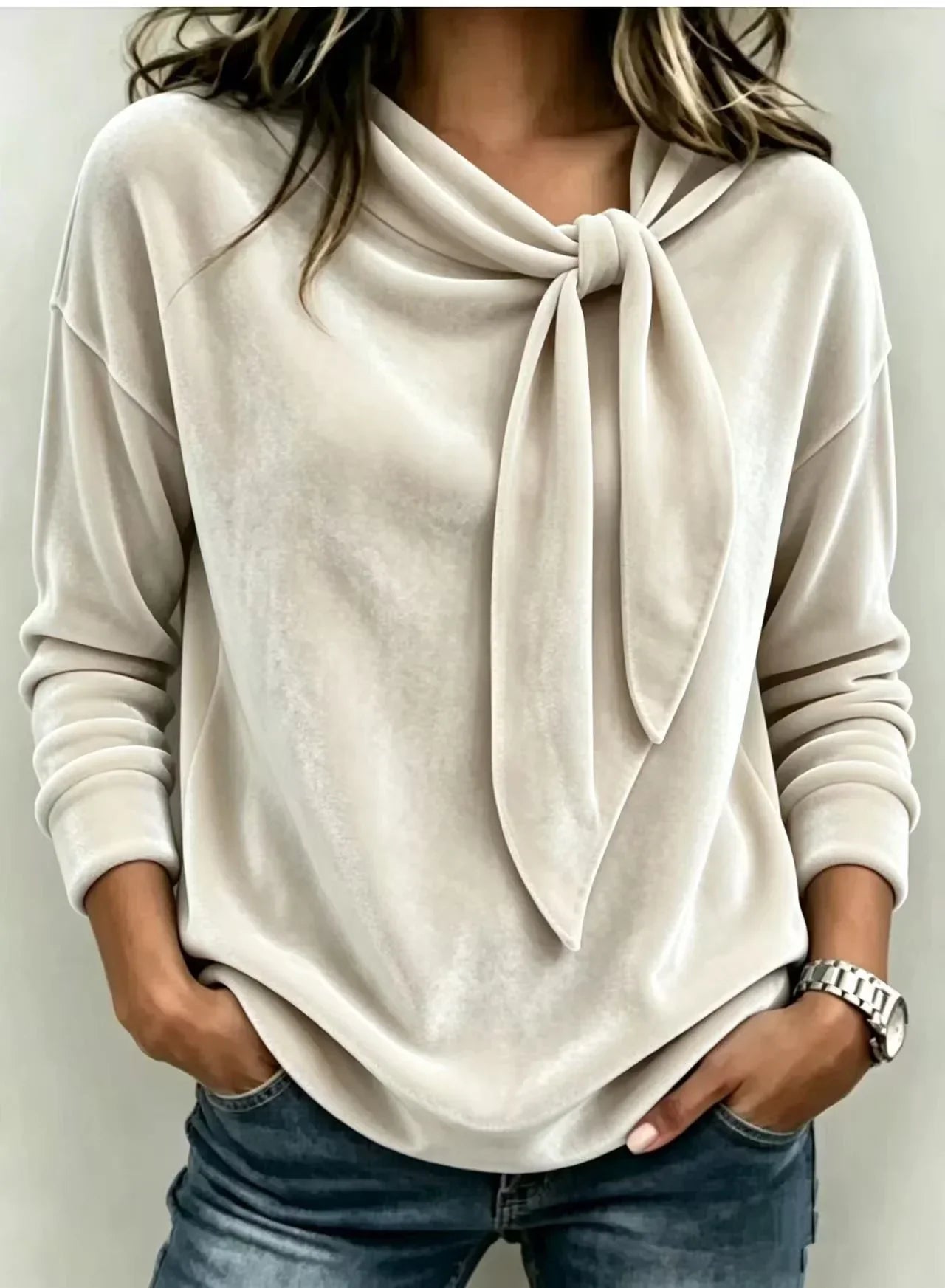 Rebecca Boccaccio™ Elegancka bluzka z kokardą przy dekolcie