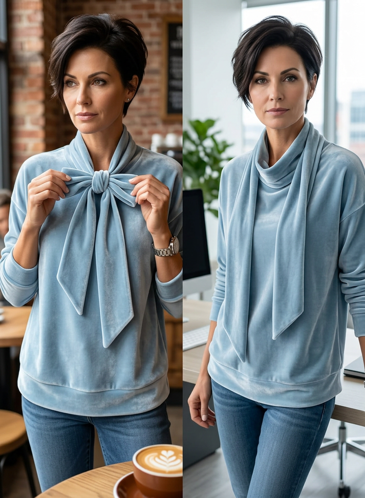 Rebecca Boccaccio™ Elegancka bluzka z kokardą przy dekolcie