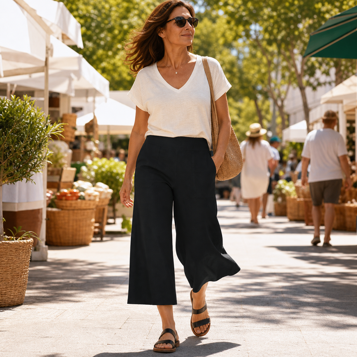 Rebecca Silvi™ Wszechstronne szerokie spodnie 7/8 culotte