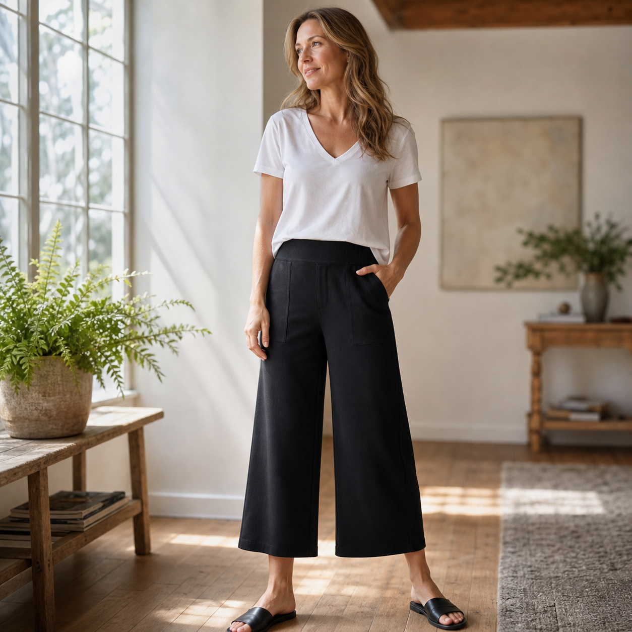 Rebecca Silvi™ Wszechstronne szerokie spodnie 7/8 culotte