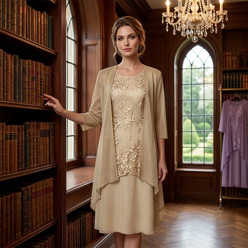 Rina Donadelli™ Elegancki komplet sukienka z kardiganem