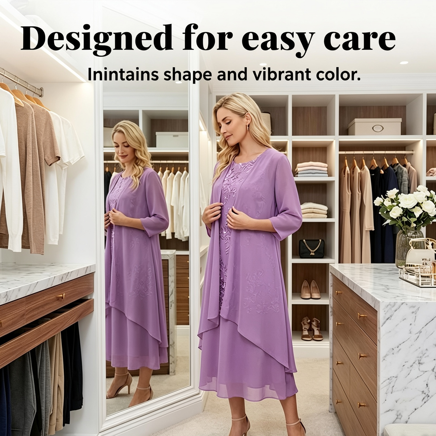 Rina Donadelli™ Elegancki komplet sukienka z kardiganem