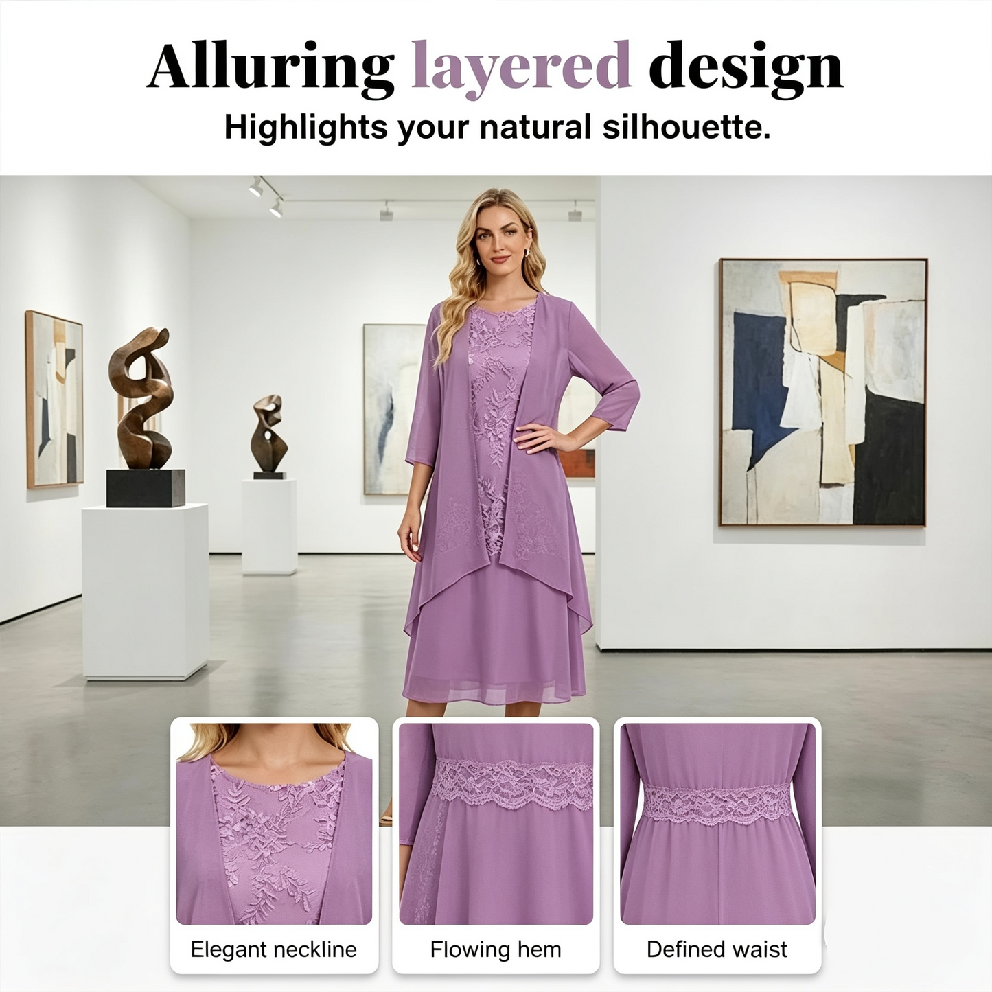 Rina Donadelli™ Elegancki komplet sukienka z kardiganem