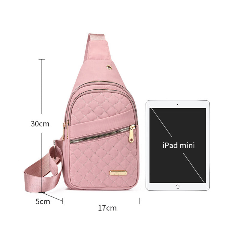 Rivelle Large Capacity Waterproof Chest Bag - model wearing bag while commuting