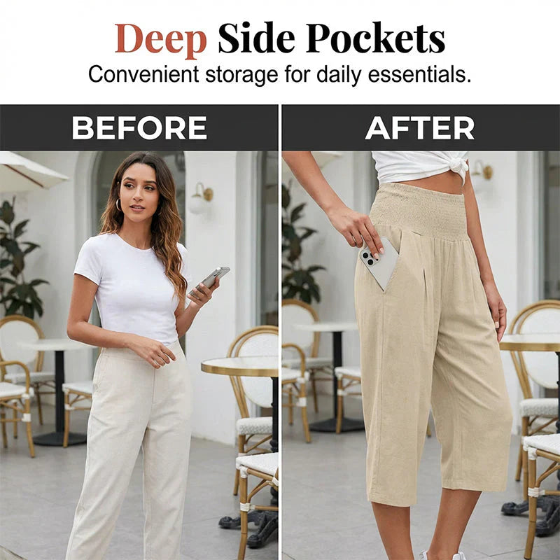 Rosanna Drago™ Oddychające spodnie cropped z elastycznym pasem