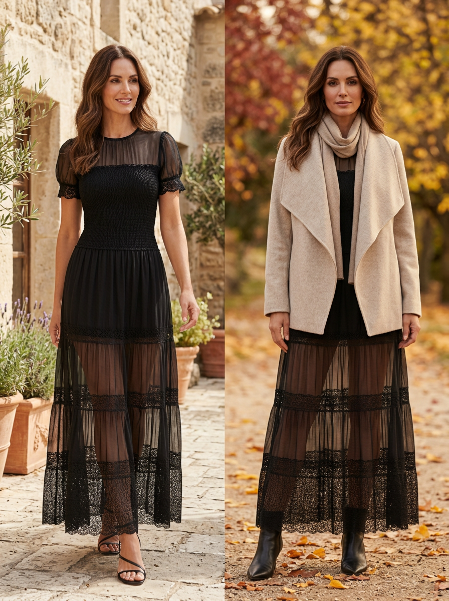 Sabina Astolfi™ Elegancka koronkowa suknia maxi na wyjątkowe okazje
