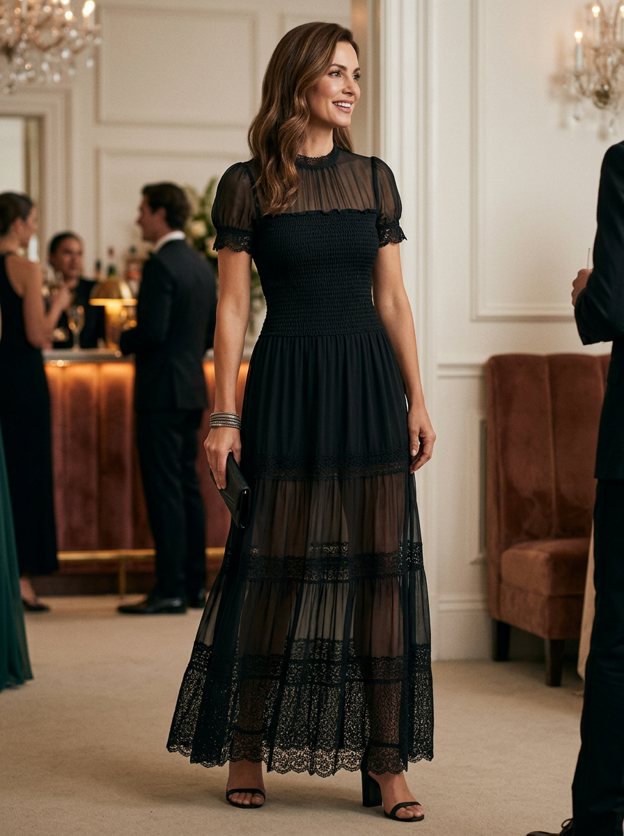 Sabina Astolfi™ Elegancka koronkowa suknia maxi na wyjątkowe okazje