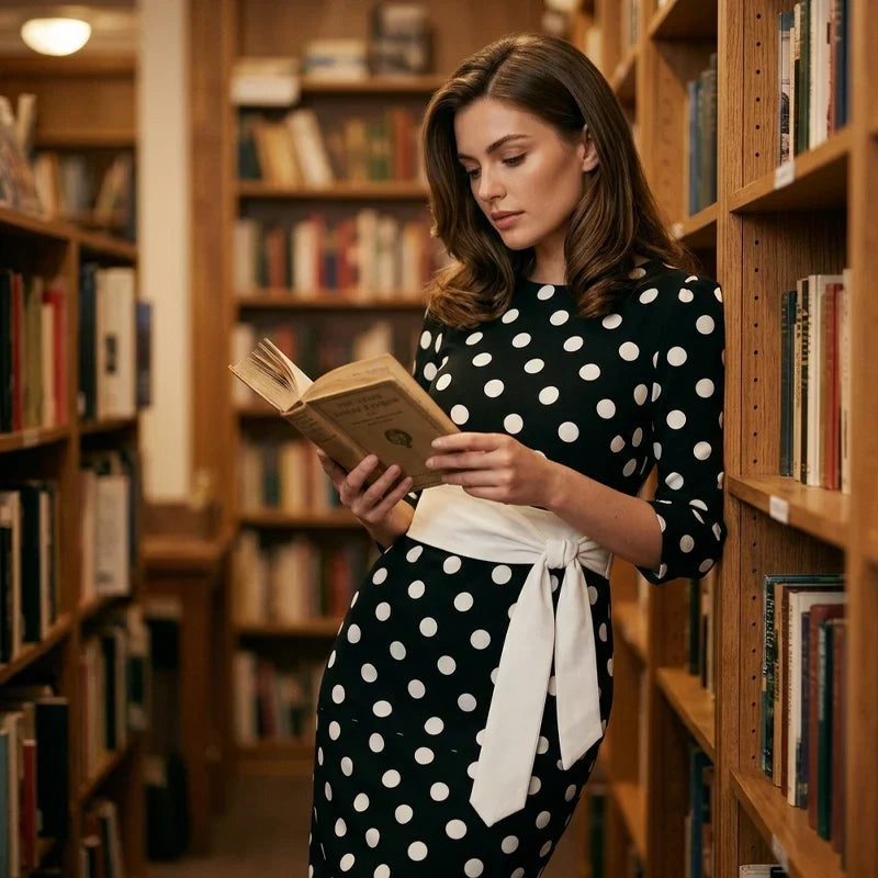 Sabina Azzolini™ Elegancka sukienka w groszki dla stylu bez wysiłku