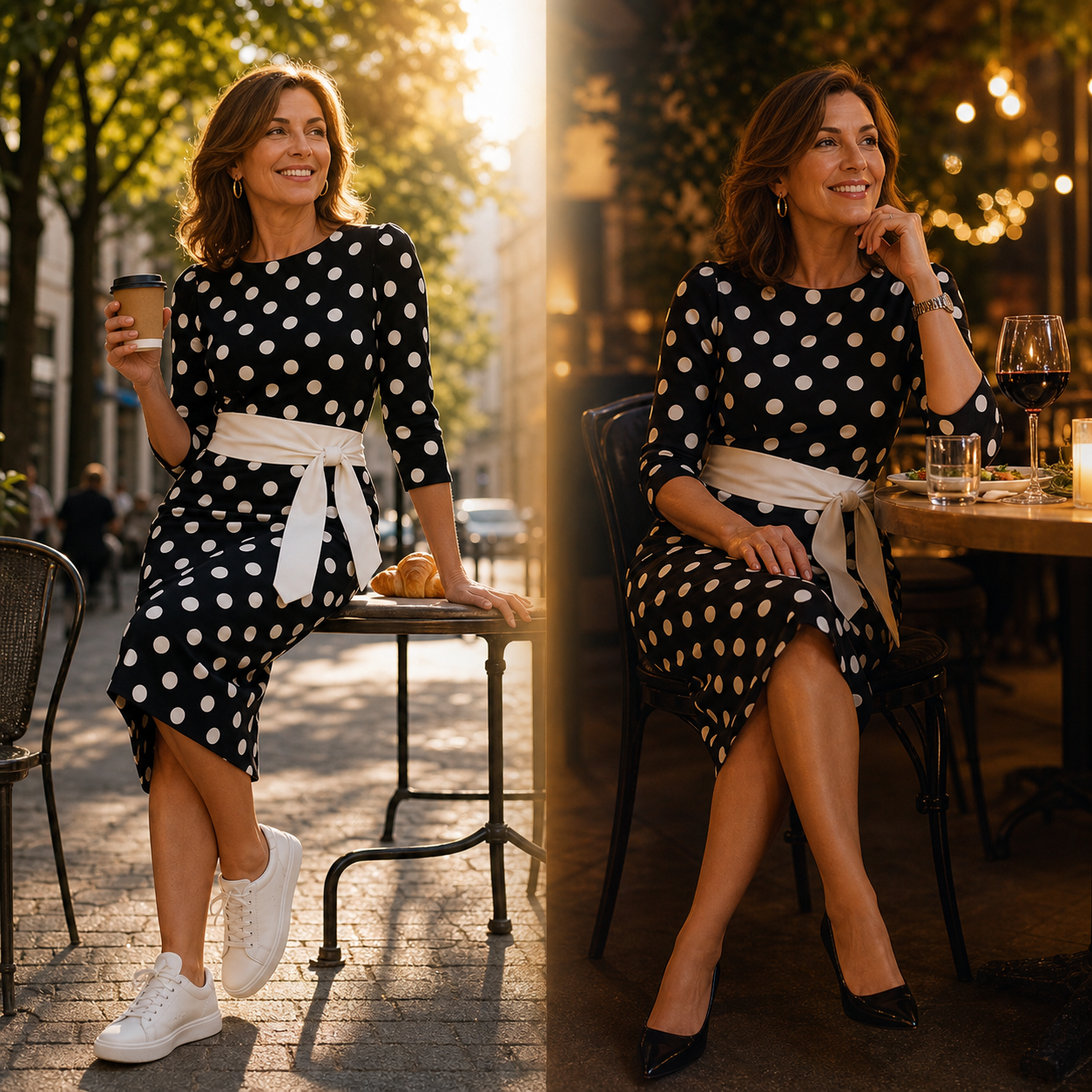Sabina Azzolini™ Elegancka sukienka w groszki dla stylu bez wysiłku