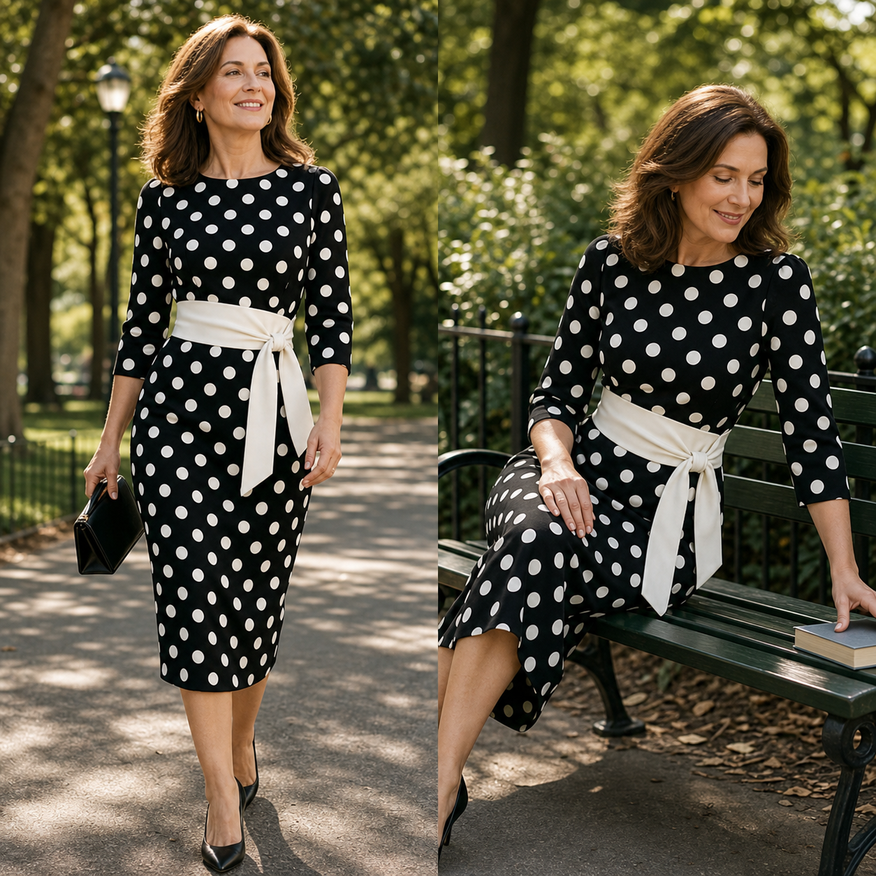 Sabina Azzolini™ Elegancka sukienka w groszki dla stylu bez wysiłku