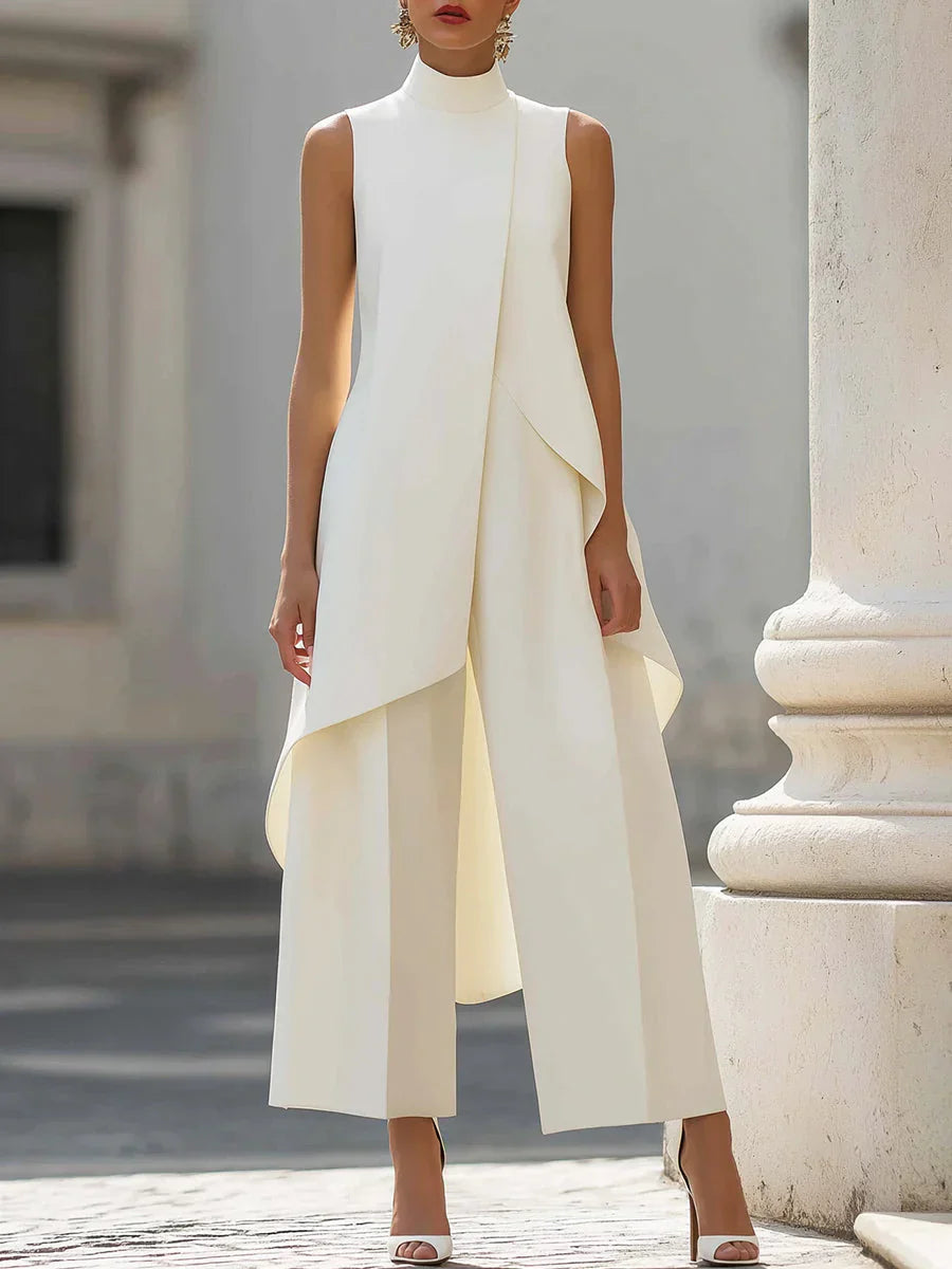 Sabrina Loretta Sculpted Asymmetric High-Neck Co-ord Set - main front product view