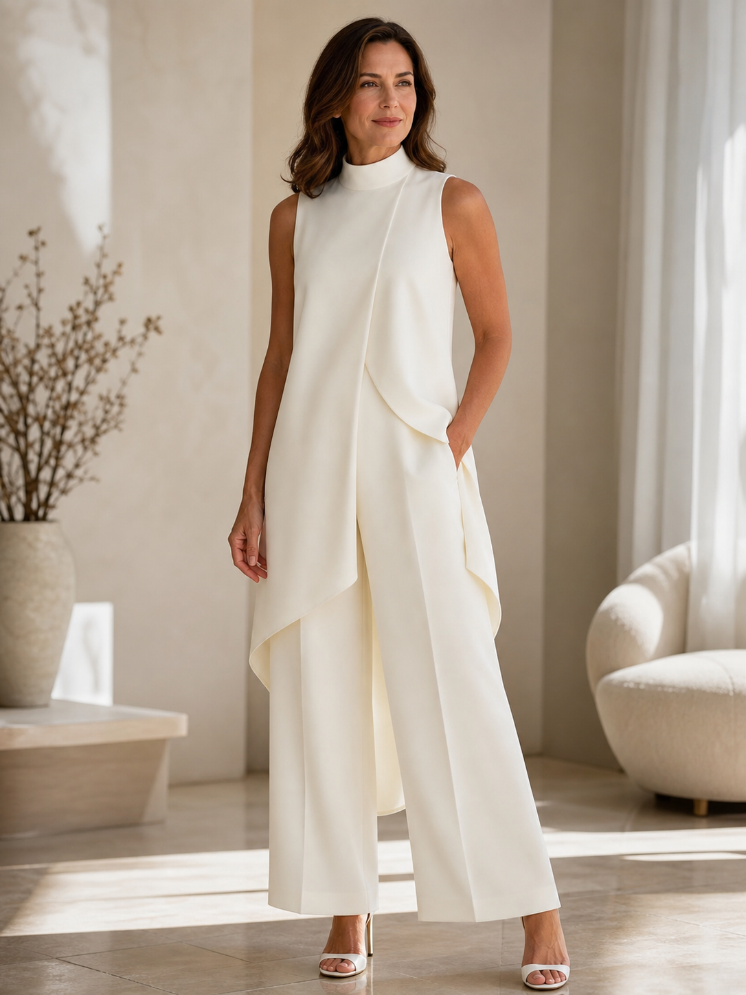 Sabrina Provenzano™ Asymetryczny zestaw z golfem w eleganckim stylu