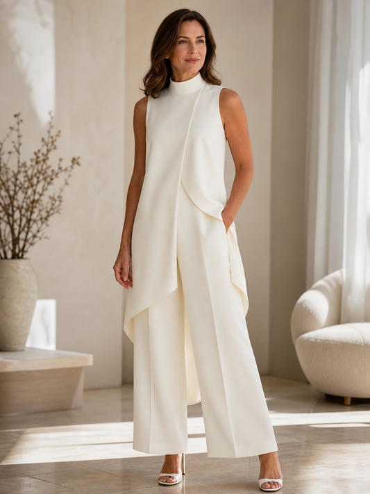 Sabrina Provenzano™ Asymetryczny zestaw z golfem w eleganckim stylu