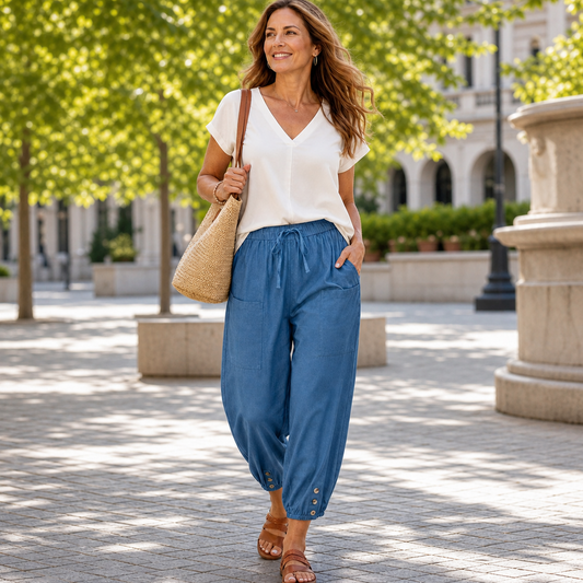 Samanta Errico™ Eleganckie letnie spodnie wide leg na co dzień