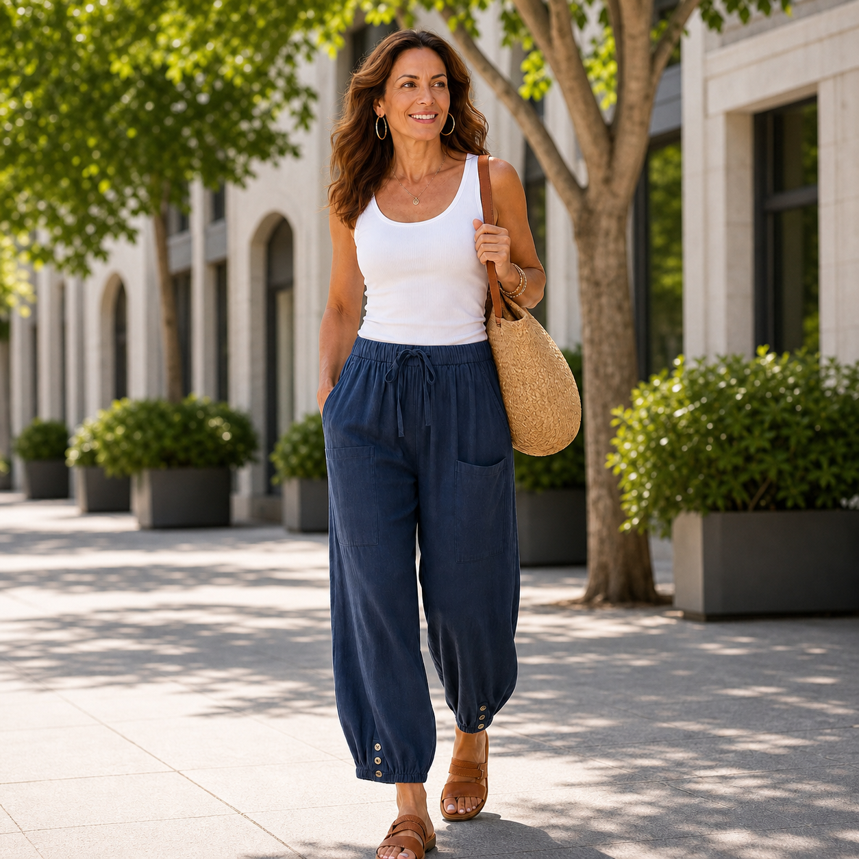 Samanta Errico™ Eleganckie letnie spodnie wide leg na co dzień