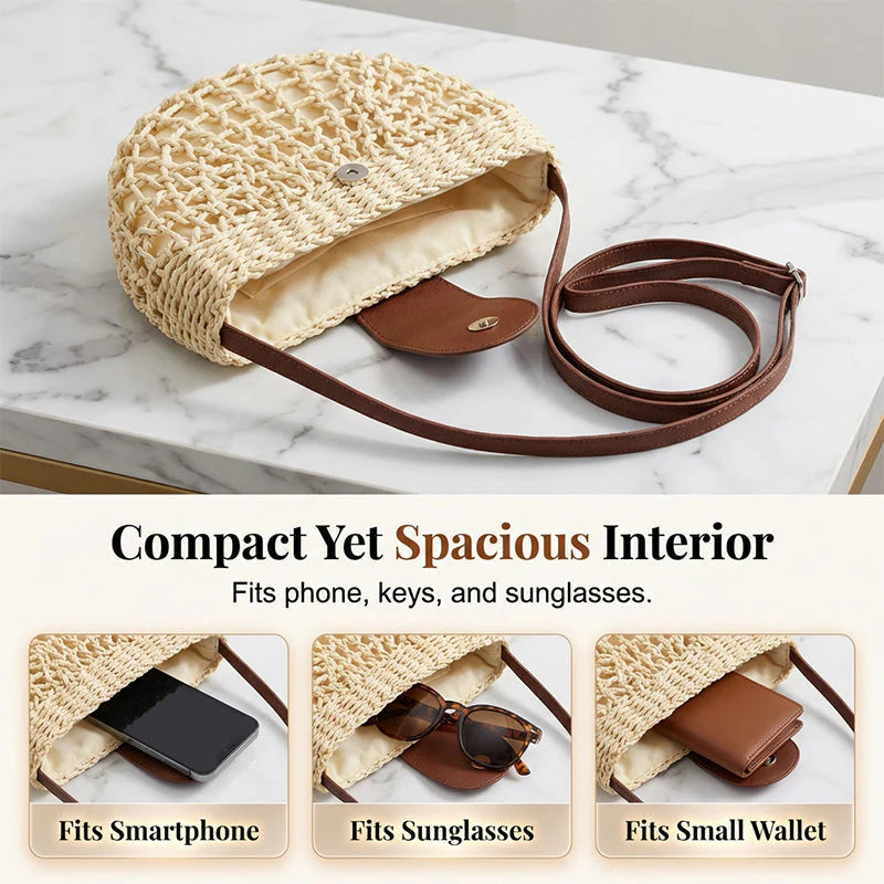 Seraphina Woven Crossbody Backpack for Women - side angle view