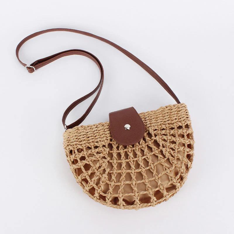 Seraphina Woven Crossbody Backpack for Women - worn crossbody by model