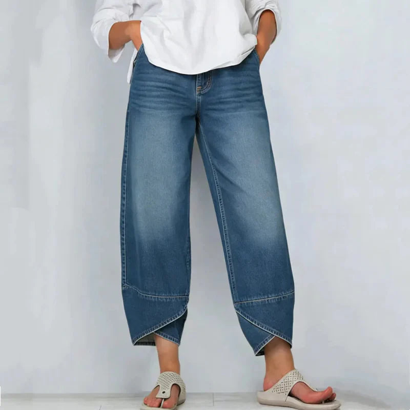 Serena Gallo Flattering Wide Leg Crossover Jeans - alternate color variant front view