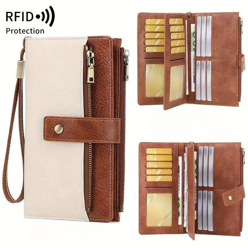 ShieldFold Women's RFID Blocking Leather Wallet - front view of elegant multi-card wallet