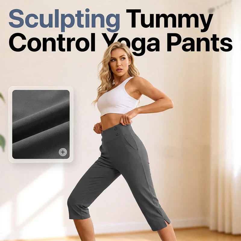 Slimessa Smoothing Yoga Pants Flattering - main front view of elegant tummy control yoga pants
