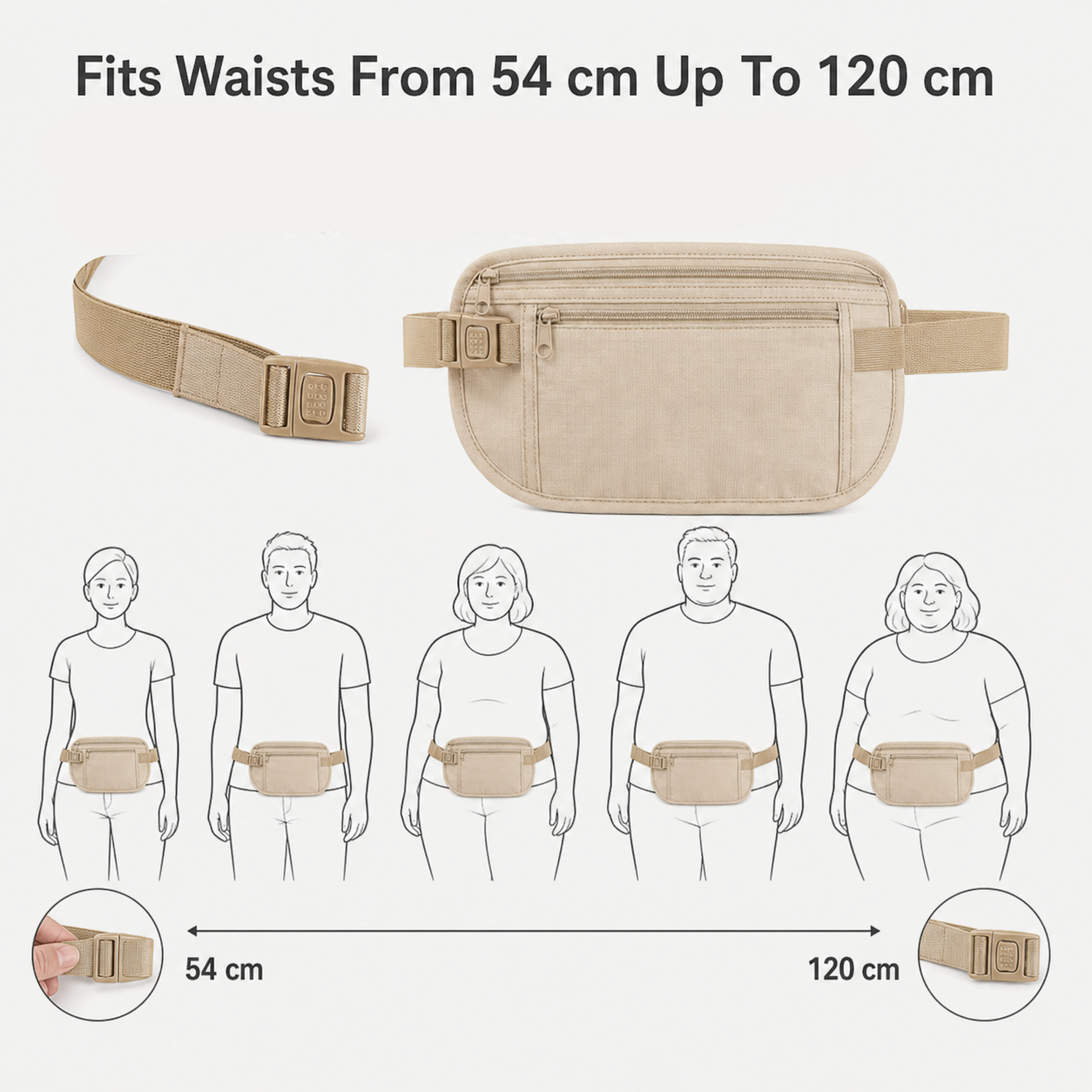 StashGuard™ Pas biodrowy nerka z blokadą RFID na bezstresowe podróże