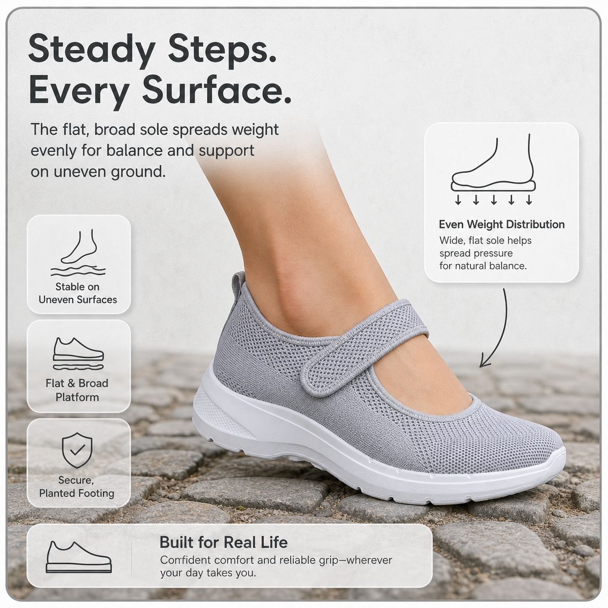 StrideFit Pro™ Amortyzowane sneakersy do chodzenia z regulowanym paskiem