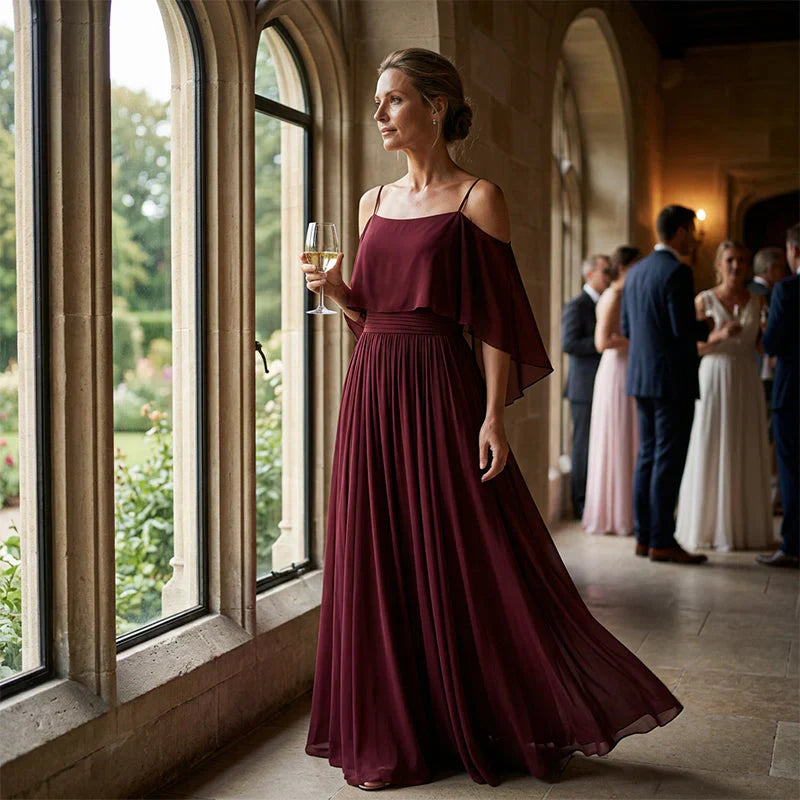 Tania Persico™ Elegancka sukienka maxi z wycięciami na ramionach