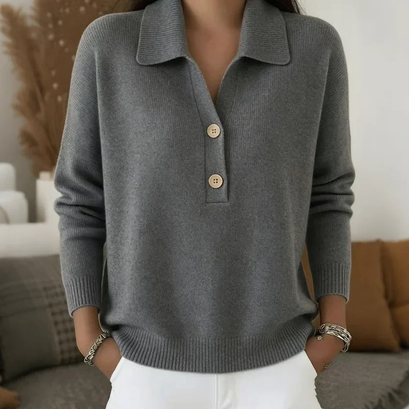 Teodora Bolzano™ Wszechstronny pullover z kołnierzem i dekoltem w serek