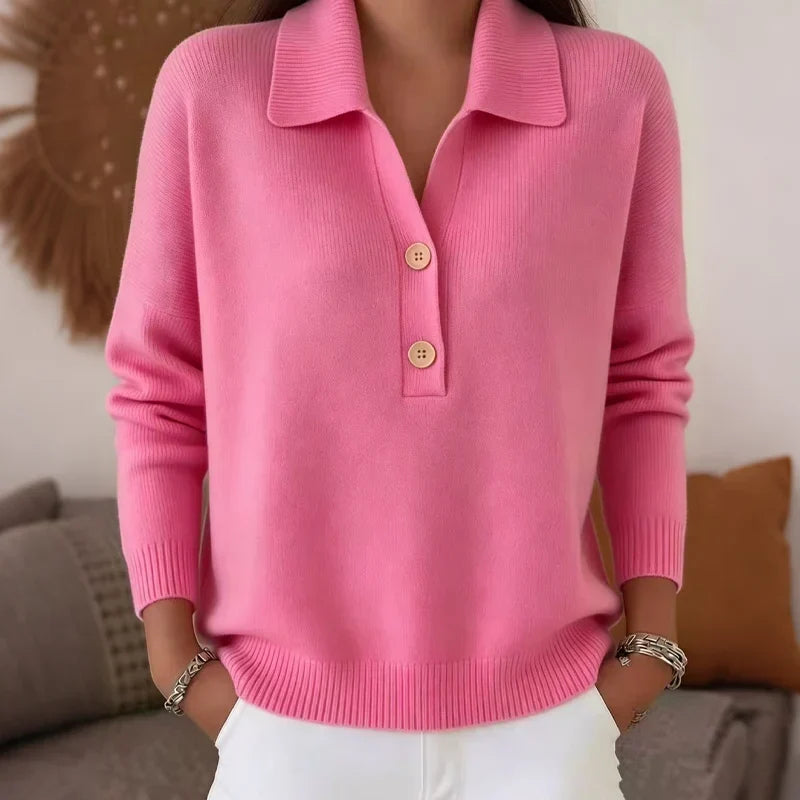 Teodora Bolzano™ Wszechstronny pullover z kołnierzem i dekoltem w serek