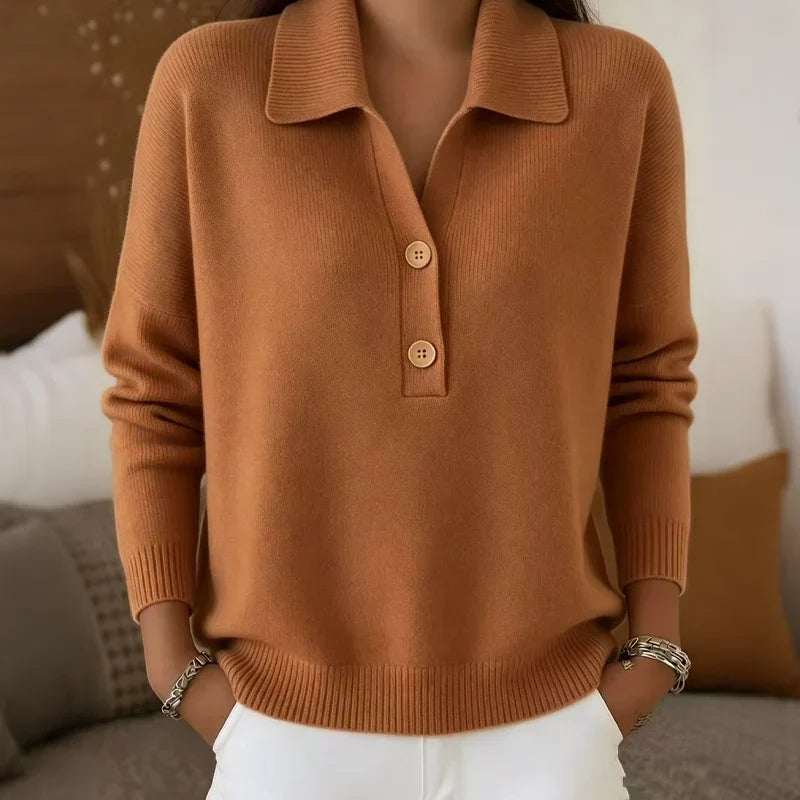 Teodora Bolzano™ Wszechstronny pullover z kołnierzem i dekoltem w serek