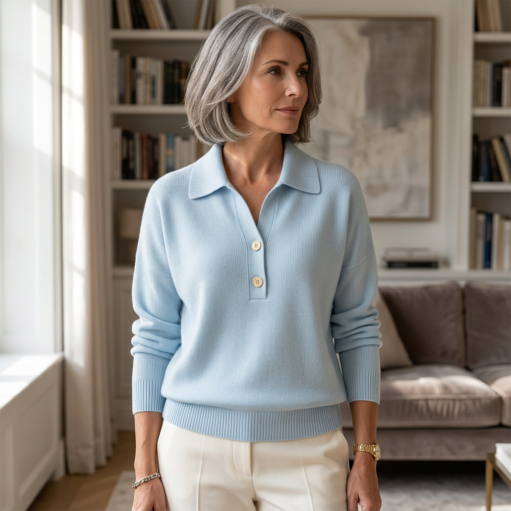Teodora Bolzano™ Wszechstronny pullover z kołnierzem i dekoltem w serek