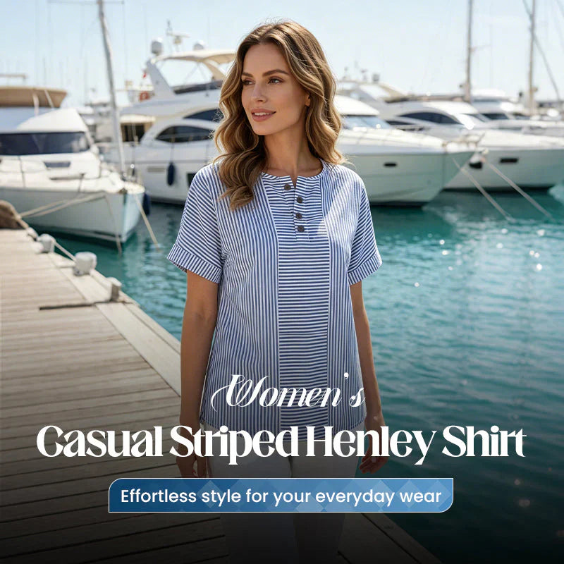 Teodora Filippelli™ Casualowa bluzka w paski henley do codziennych stylizacji