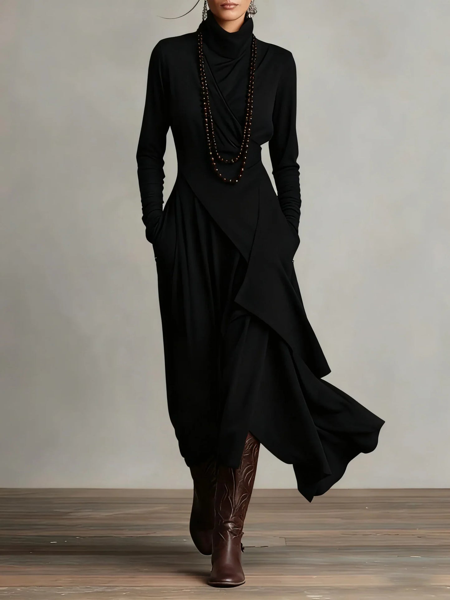 Teodora Solinas™ Elegancka sukienka z golfem na każdą okazję