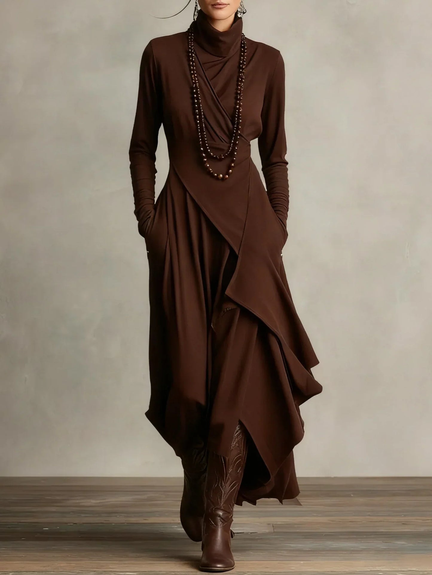 Teodora Solinas™ Elegancka sukienka z golfem na każdą okazję