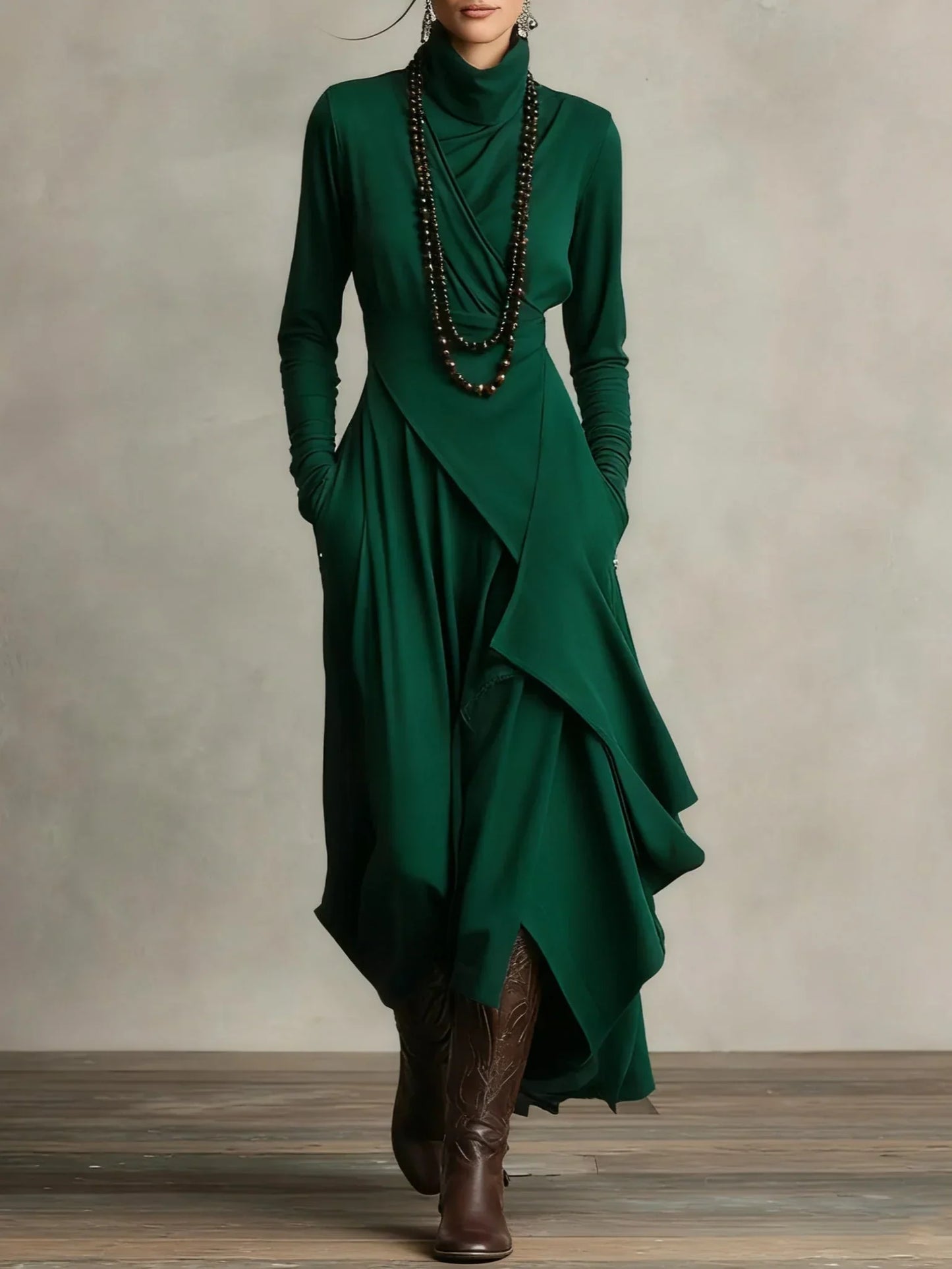Teodora Solinas™ Elegancka sukienka z golfem na każdą okazję