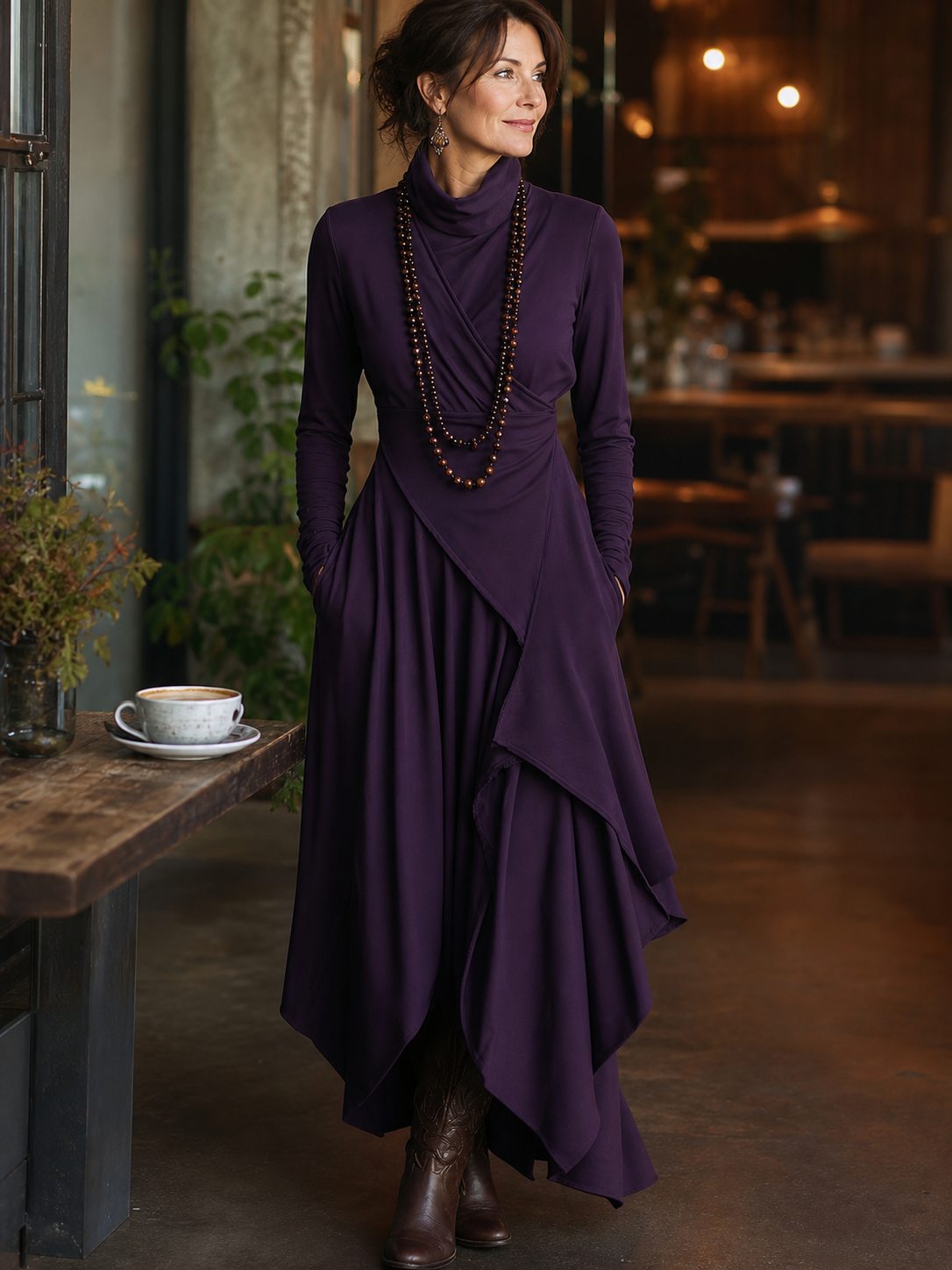 Teodora Solinas™ Elegancka sukienka z golfem na każdą okazję