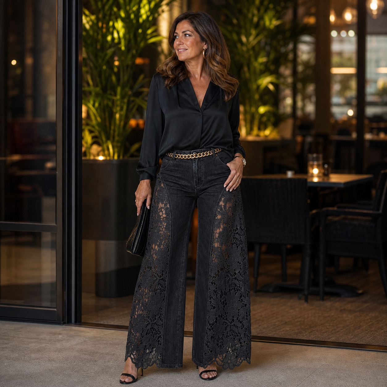 Teodora Zaffaroni™ Jeansy z szerokimi nogawkami na eleganckie wieczory