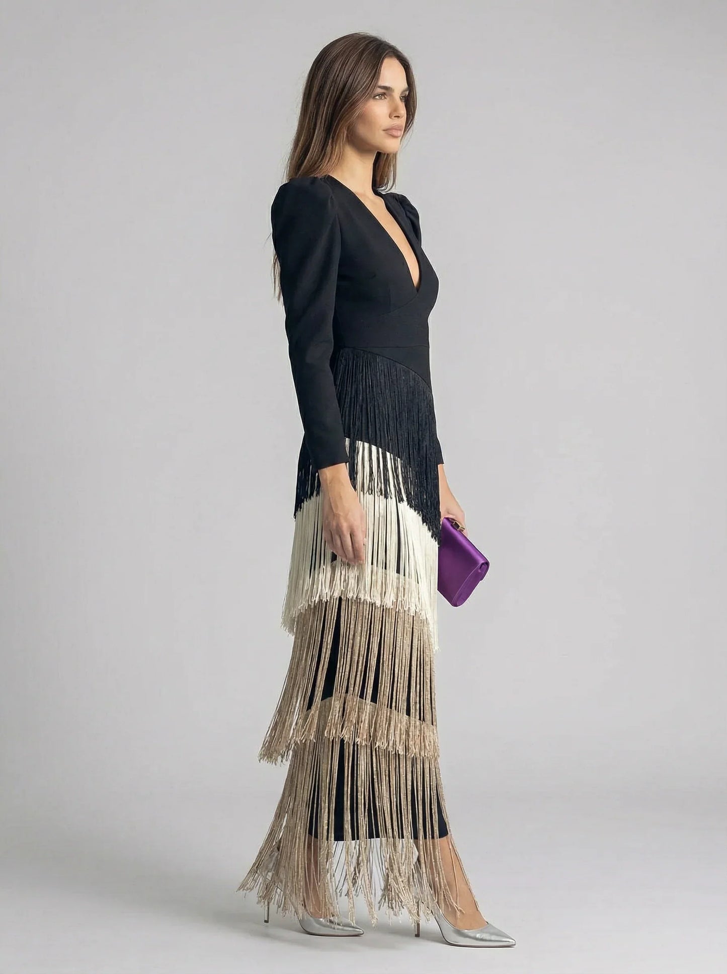 Ursola Abbondanza™ Elegancka midi sukienka z frędzlami na wyjątkowe okazje