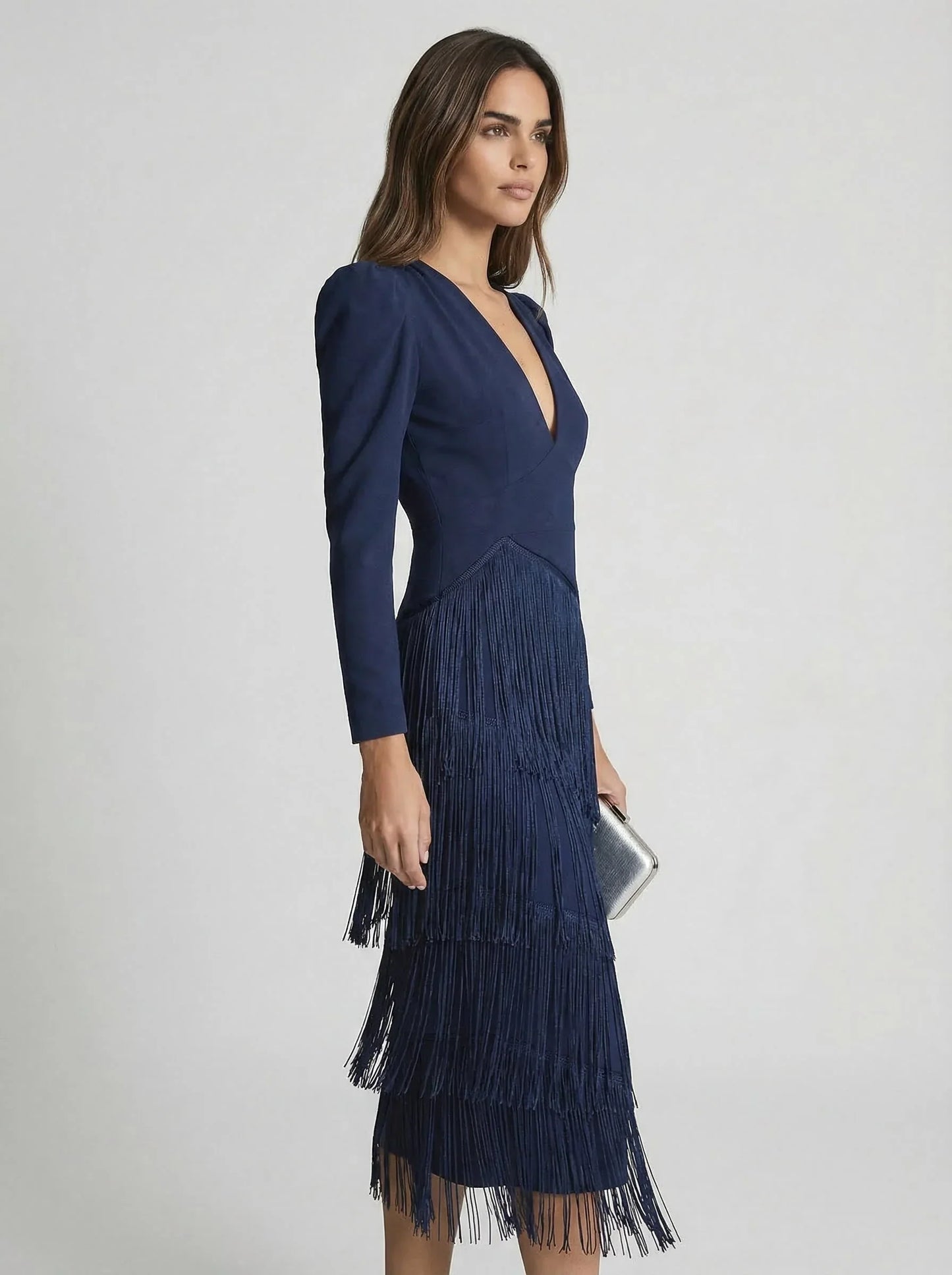 Ursola Abbondanza™ Elegancka midi sukienka z frędzlami na wyjątkowe okazje