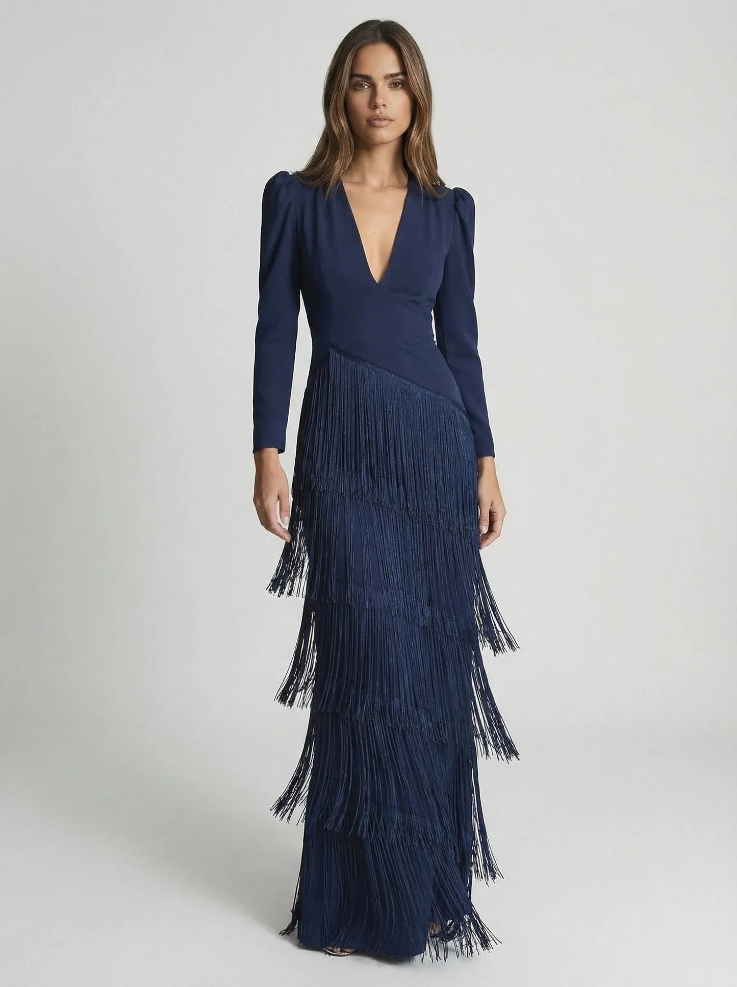 Ursola Abbondanza™ Elegancka midi sukienka z frędzlami na wyjątkowe okazje
