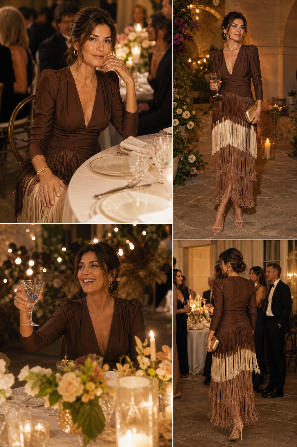 Ursola Abbondanza™ Elegancka midi sukienka z frędzlami na wyjątkowe okazje