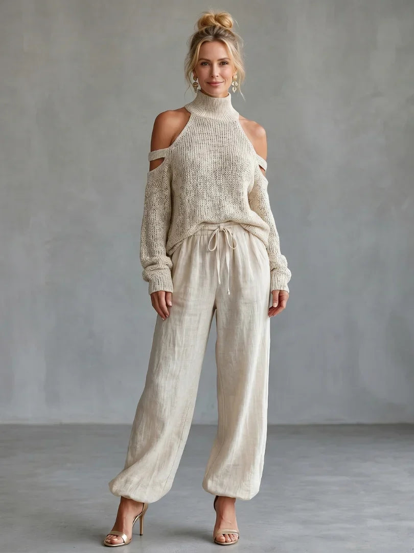 Valentina Baccelli™ Sweter z odkrytymi ramionami i wycięciem dla bezwysiłkowego stylu