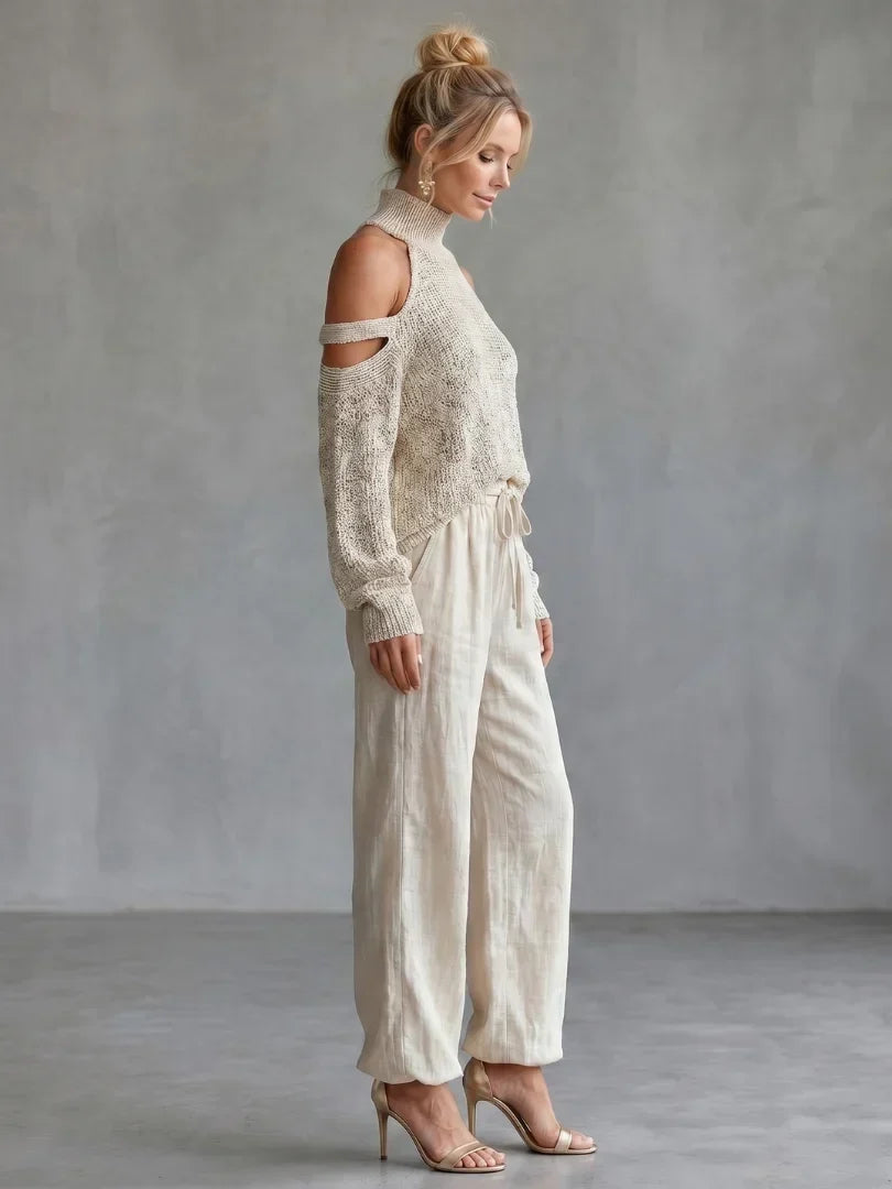 Valentina Baccelli™ Sweter z odkrytymi ramionami i wycięciem dla bezwysiłkowego stylu