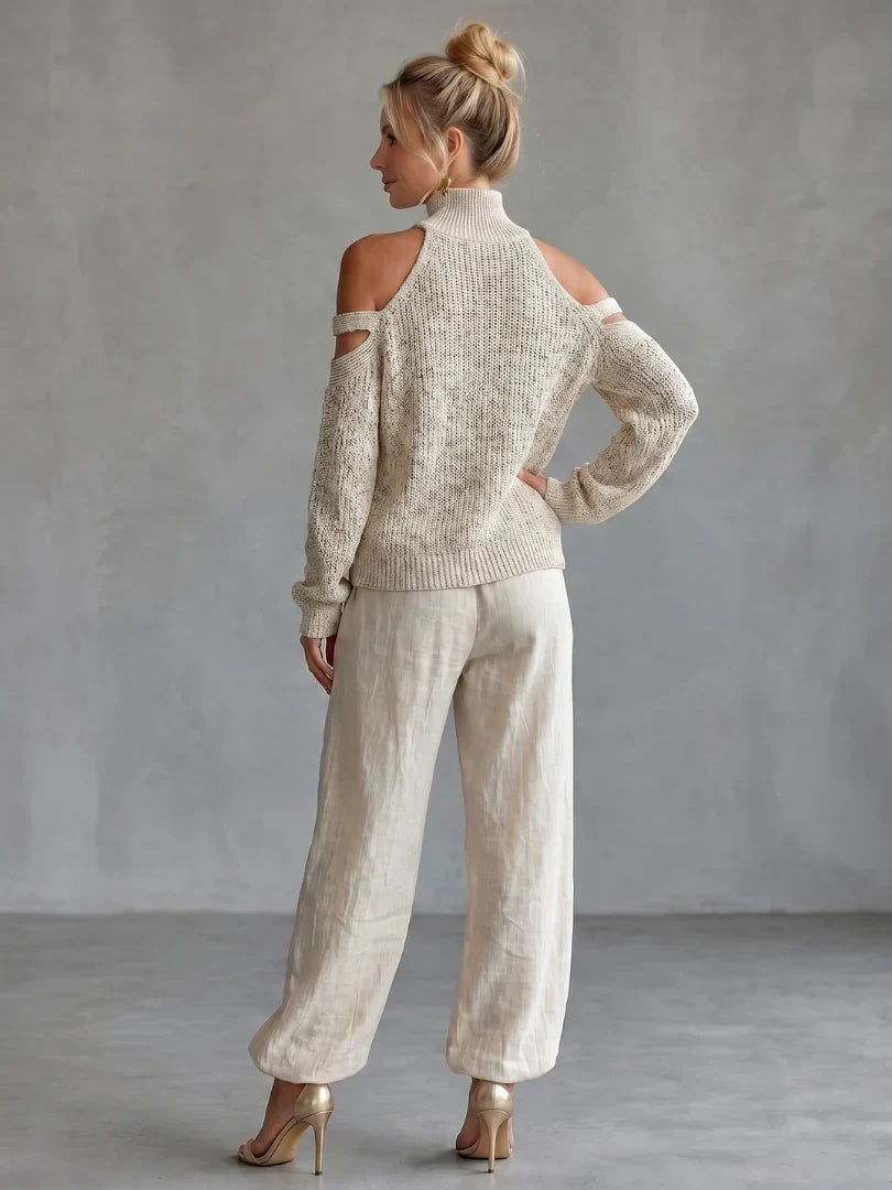 Valentina Baccelli™ Sweter z odkrytymi ramionami i wycięciem dla bezwysiłkowego stylu