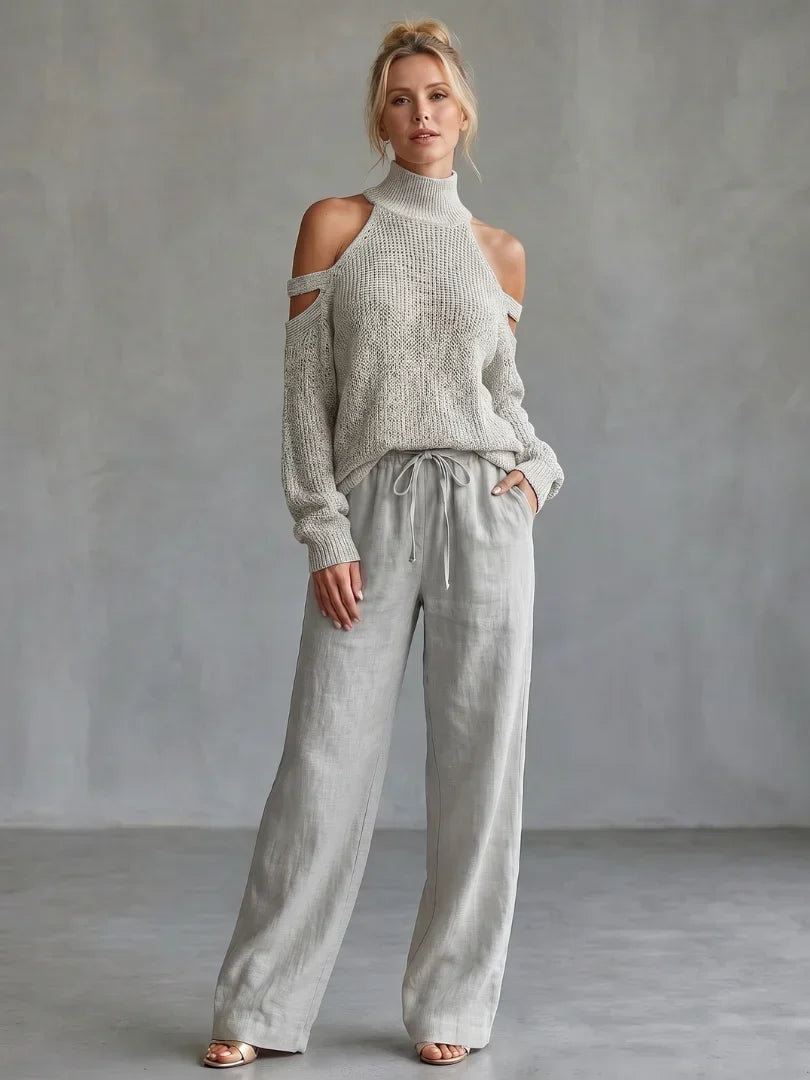 Valentina Baccelli™ Sweter z odkrytymi ramionami i wycięciem dla bezwysiłkowego stylu