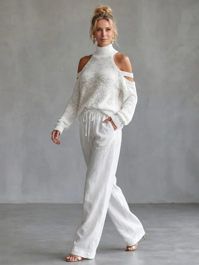 Valentina Baccelli™ Sweter z odkrytymi ramionami i wycięciem dla bezwysiłkowego stylu
