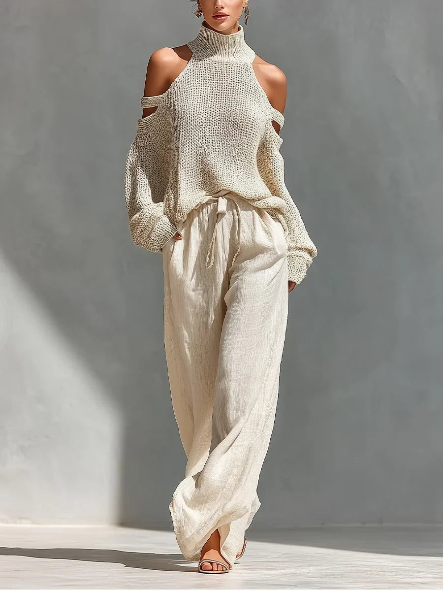 Valentina Baccelli™ Sweter z odkrytymi ramionami i wycięciem dla bezwysiłkowego stylu