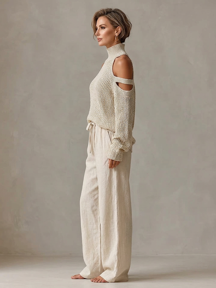 Valentina Baccelli™ Sweter z odkrytymi ramionami i wycięciem dla bezwysiłkowego stylu