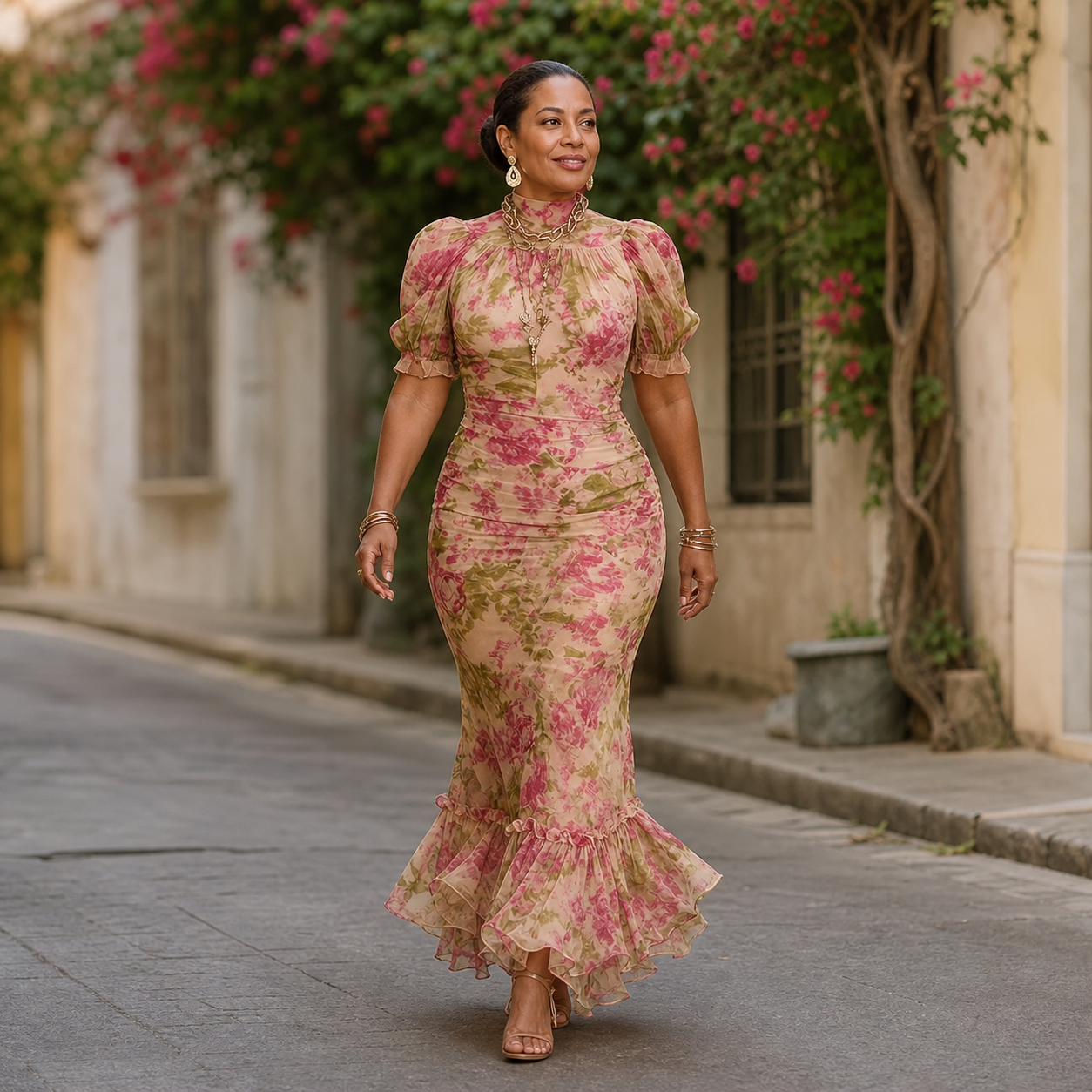 Valentina Petrelli™ Zwiewna sukienka maxi w kwiaty dla swobodnej elegancji