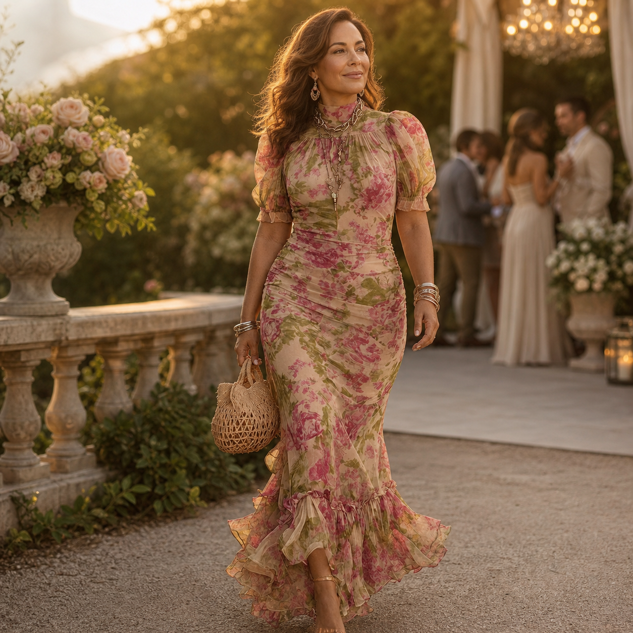 Valentina Petrelli™ Zwiewna sukienka maxi w kwiaty dla swobodnej elegancji